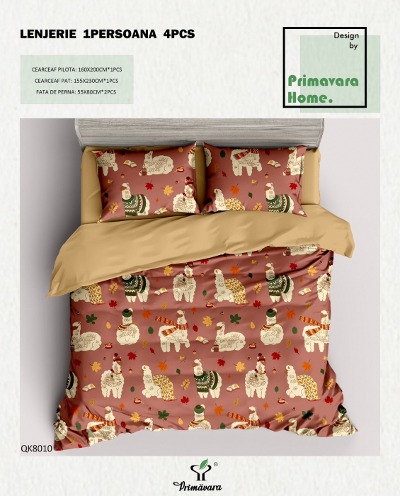 Lenjerie De Pat 100% Bumbac 1 Persoana - Animale Lame [1]