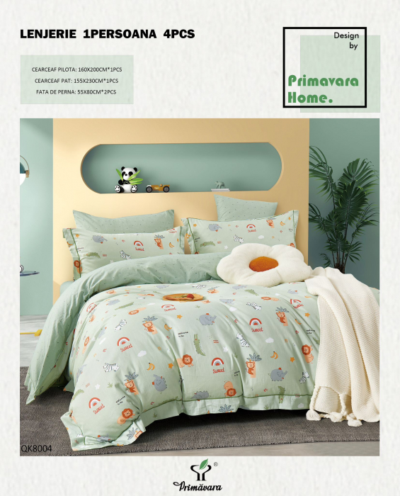Lenjerie De Pat 100% Bumbac 1 Persoana - Animalute Dragute [1]