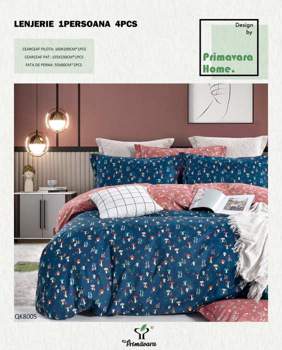 Lenjerie De Pat 100% Bumbac 1 Persoana - Ciupercute [1]