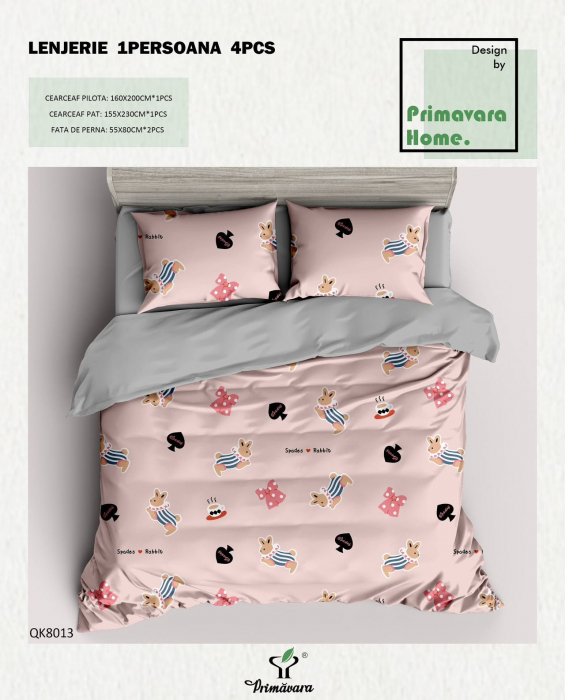 Lenjerie De Pat 100% Bumbac 1 Persoana - Iepurasi Si Fundite [1]