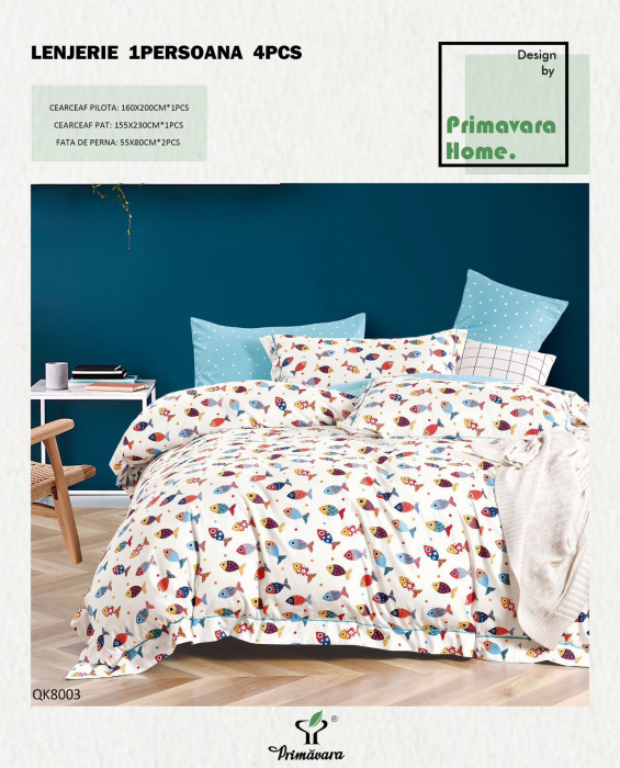 Lenjerie De Pat 100% Bumbac 1 Persoana - Pestisori [1]