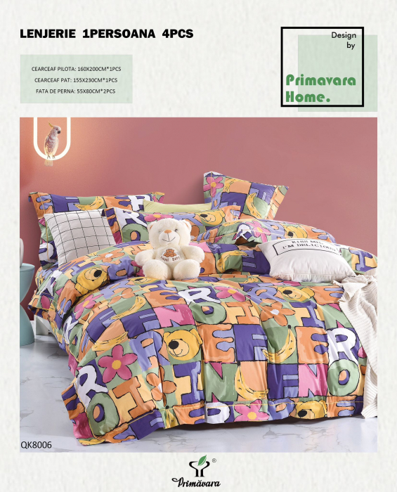 Lenjerie De Pat 100% Bumbac 1 Persoana - Ursuleti Si Desene [1]
