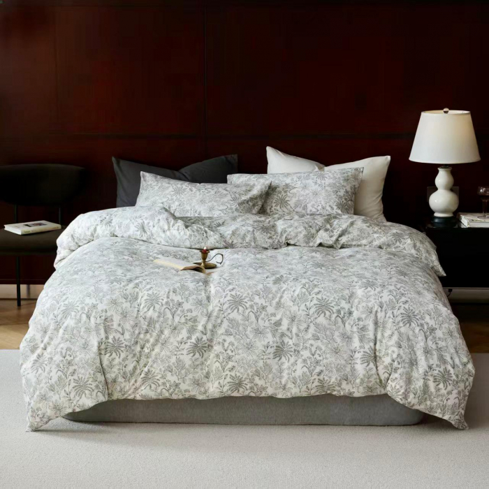 Lenjerie De Pat Bumbac 100% - Frunze Desenate [1]