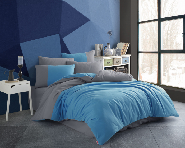 Lenjerie De Pat Bumbac 100% Poplin HOBBY - Diamond Blue [1]