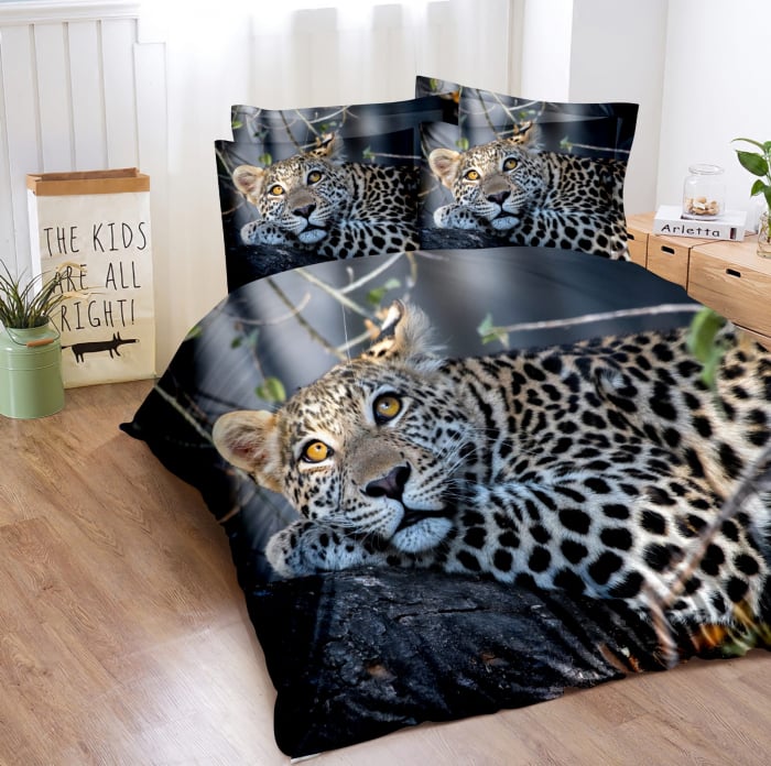 Lenjerie De Pat Bumbac Satinat 3D - Leopard [1]