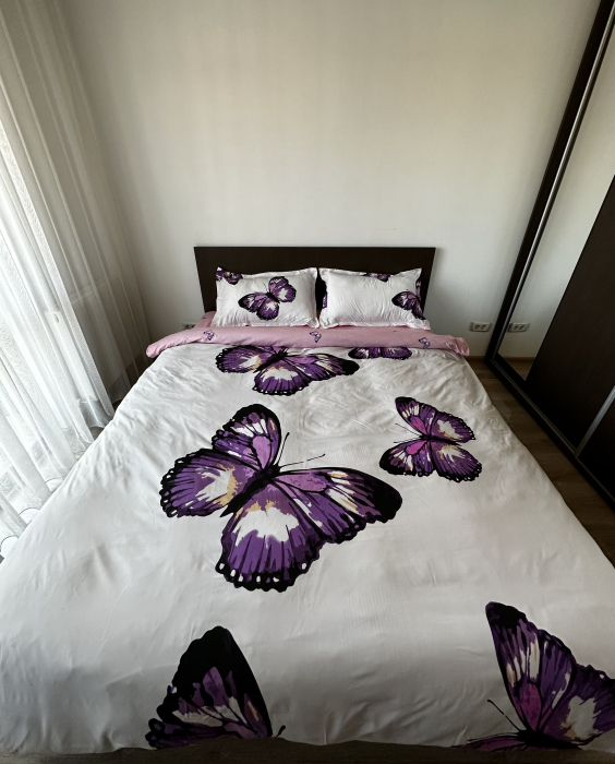 Lenjerie De Pat Bumbac Satinat Premium - Purple Butterfly [2]