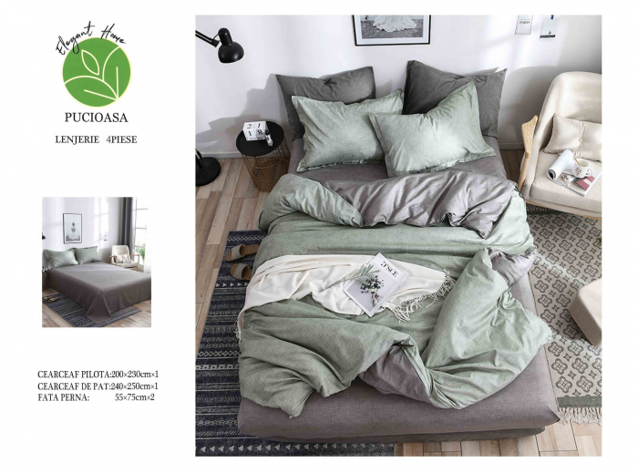Lenjerie De Pat Bumbac Satinat Superior - Green [1]