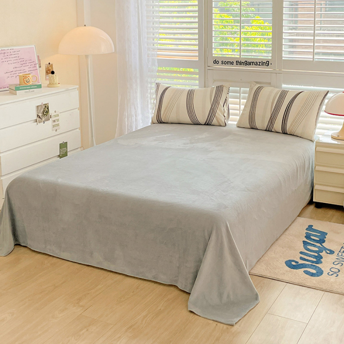 Lenjerie De Pat Cocolino 4 Piese Cu Cearceaf Pat Mare - Gri Cu Dungi Moderne [3]