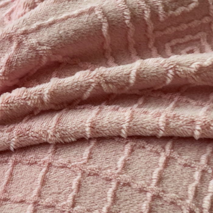 Lenjerie De Pat Cocolino 4 Piese Cu Cearceaf Pat Mare - Gri Si Roz In Relief [13]