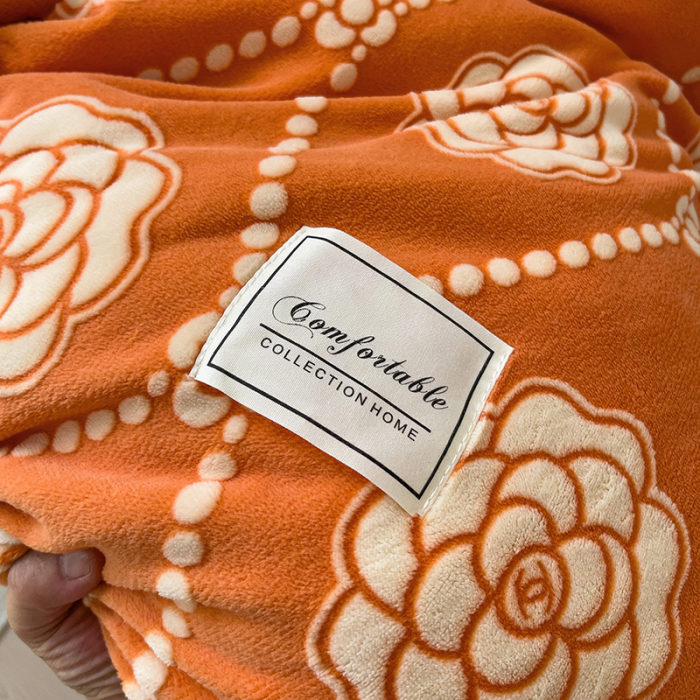 Lenjerie De Pat Cocolino 4 Piese Cu Cearceaf Pat Mare - Portocaliu Cu Trandafiri [21]