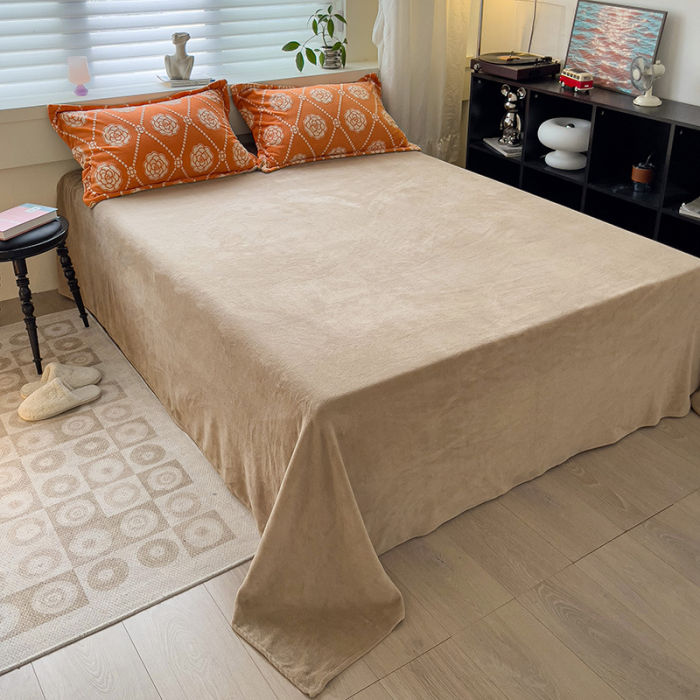 Lenjerie De Pat Cocolino 4 Piese Cu Cearceaf Pat Mare - Portocaliu Cu Trandafiri [2]