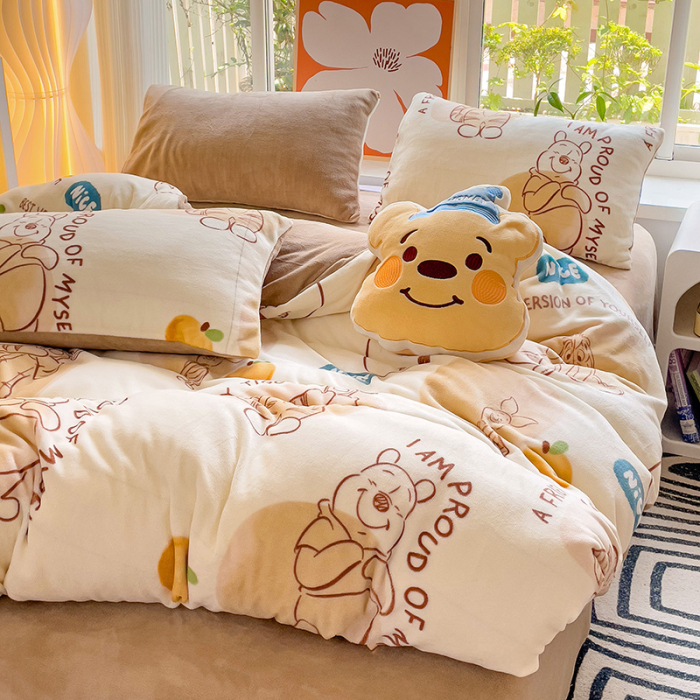 Lenjerie De Pat Cocolino 4 Piese Cu Cearceaf Pat Mare - Winnie The Pooh [17]