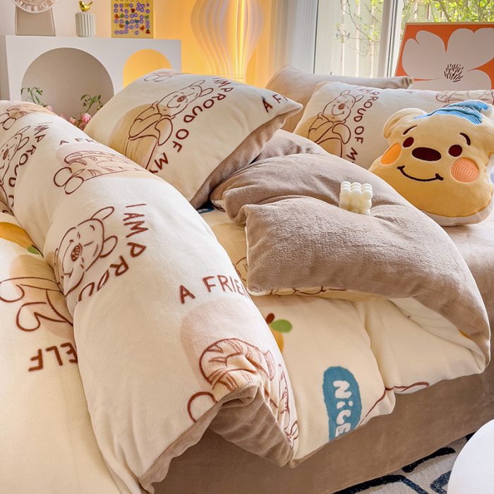 Lenjerie De Pat Cocolino 4 Piese Cu Cearceaf Pat Mare - Winnie The Pooh [9]