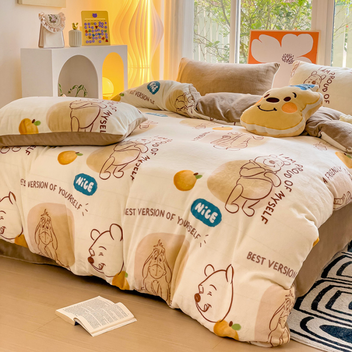 Lenjerie De Pat Cocolino 4 Piese Cu Cearceaf Pat Mare - Winnie The Pooh [14]