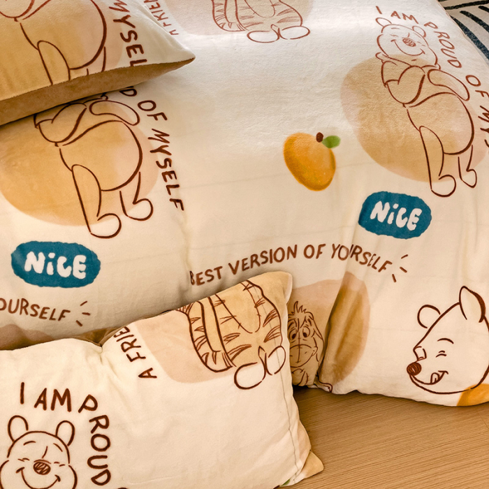 Lenjerie De Pat Cocolino 4 Piese Cu Cearceaf Pat Mare - Winnie The Pooh [10]