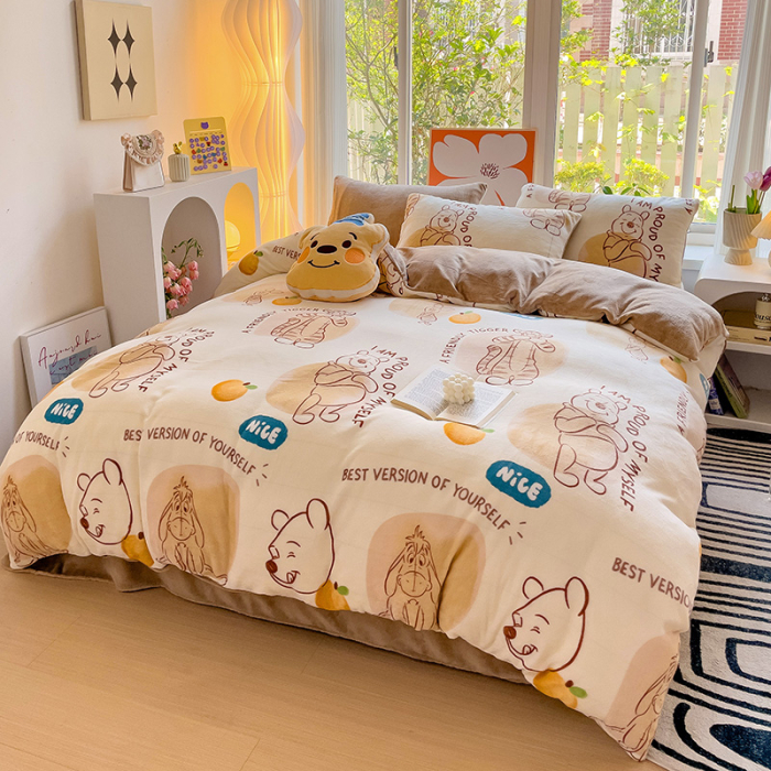 Lenjerie De Pat Cocolino 4 Piese Cu Cearceaf Pat Mare - Winnie The Pooh [5]