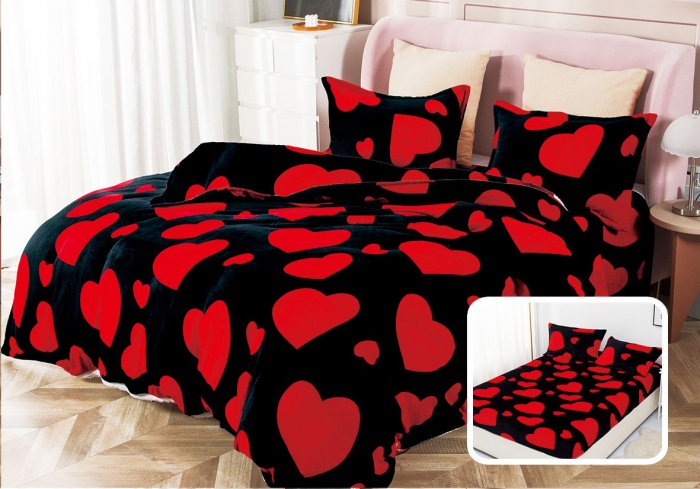 Lenjerie De Pat Cocolino 4 Piese Cu Elastic - All About Red Hearts [1]