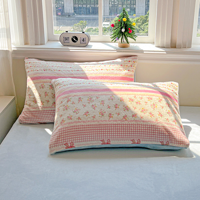 Lenjerie De Pat Cocolino 4 Piese Cu Elastic - Bleu Cu Dungi Si Fundite [4]