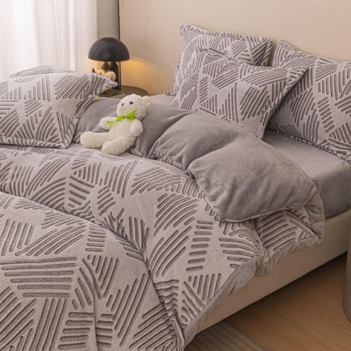 Lenjerie De Pat Cocolino 4 Piese Cu Elastic - Linii Zig Zag [3]