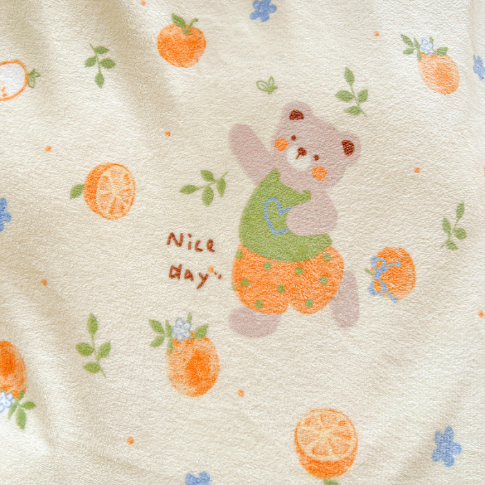 Lenjerie De Pat Cocolino 4 Piese Cu Elastic - Galben Cu Ursuleti, Portocale Si Floricele [3]