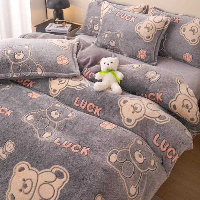 Lenjerie De Pat Cocolino 4 Piese Cu Elastic - Ursuletul Lucky [4]