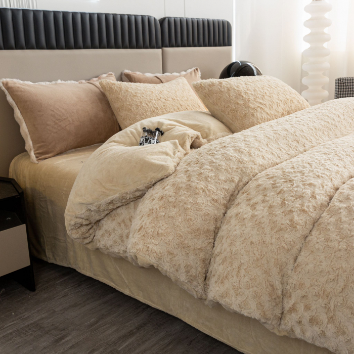 Lenjerie De Pat Cocolino 4 Piese Trandafiri - Crem [4]