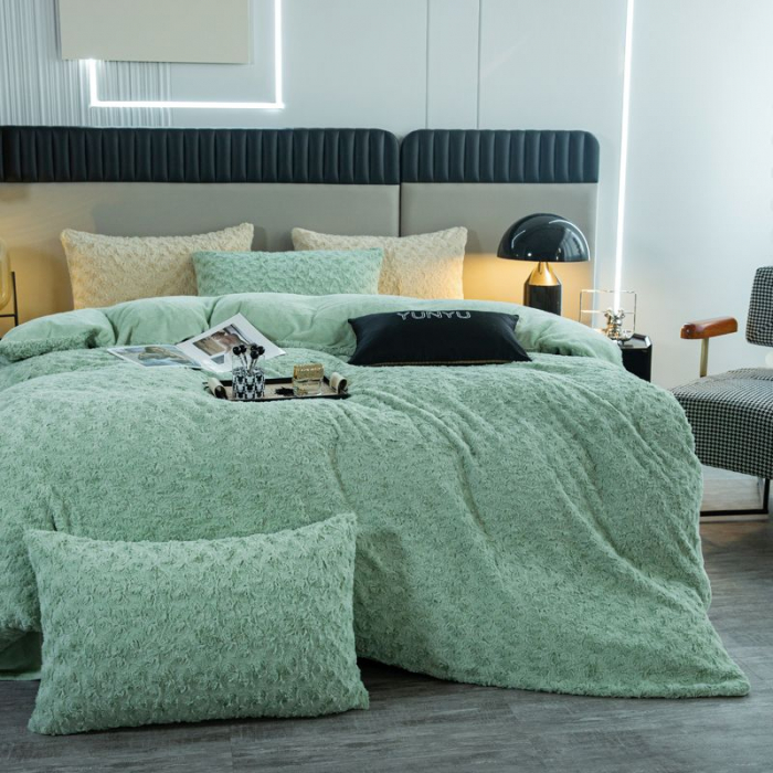 Lenjerie De Pat Cocolino 4 Piese Trandafiri - Verde Deschis [2]