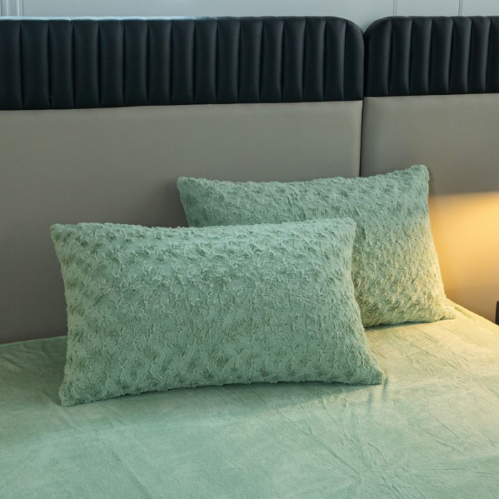 Lenjerie De Pat Cocolino 4 Piese Trandafiri - Verde Deschis [7]