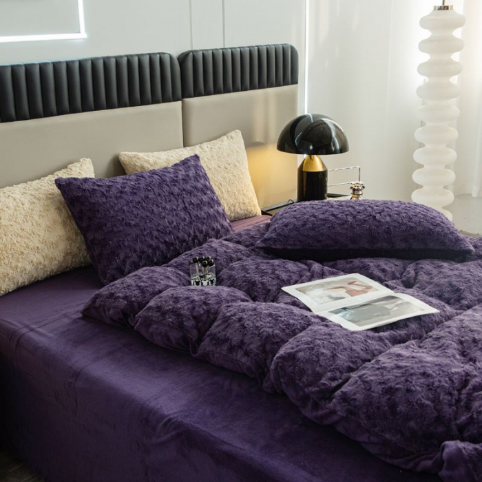 Lenjerie De Pat Cocolino 4 Piese Trandafiri - Mov [2]