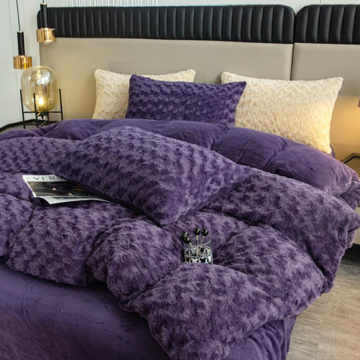 Lenjerie De Pat Cocolino 4 Piese Trandafiri - Mov [4]