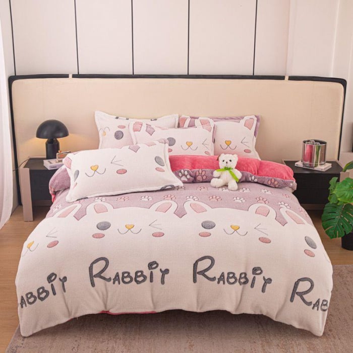 Lenjerie De Pat Cocolino 4 Piese Cu Elastic - White Rabbit - Iepure [1]
