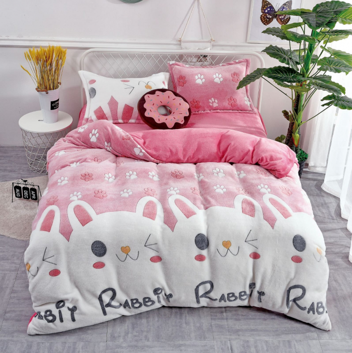 Lenjerie De Pat Cocolino 4 Piese Cu Elastic - White Rabbit - Iepure [5]