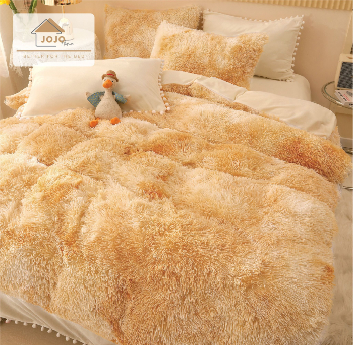 Lenjerie De Pat Pufoasa FLUFFY - Galben Pal Cu Ciucuri [6]