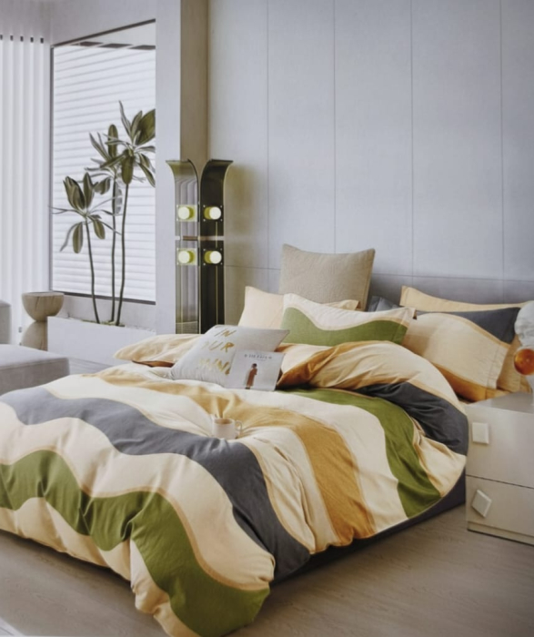 Lenjerie De Pat Din Bumbac 100% - Dungi Ondulate [2]