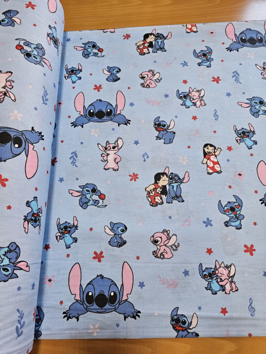 Lenjerie De Pat Din Bumbac 100% Ranforce 1 Persoana - Stitch Si Lilo La Joaca [6]
