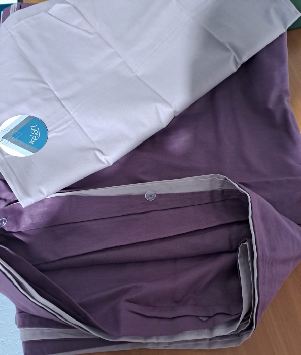 Lenjerie De Pat Din Bumbac 100% Ranforce BI-UNI - Mov Pruna - Roz [3]