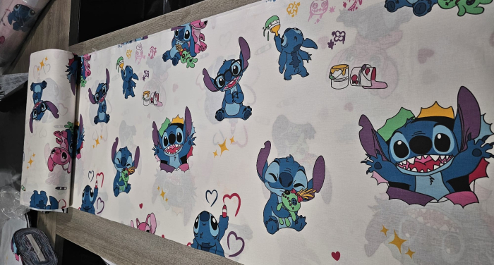 Lenjerie De Pat Din Bumbac 100% Ranforce Pat Dublu - Stitch Poznas Alb [4]