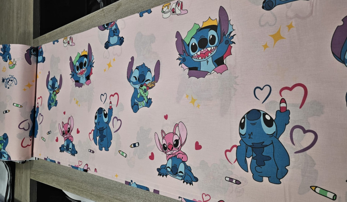 Lenjerie De Pat Din Bumbac 100% Ranforce Pat Dublu - Stitch Poznas Roz [3]