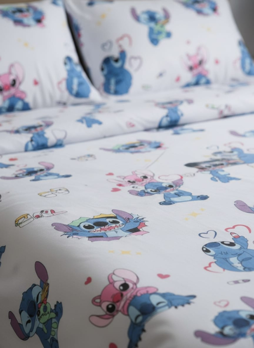 Lenjerie De Pat Din Bumbac 100% Ranforce Pat Dublu - Stitch Purple Love [3]