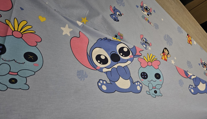 Lenjerie De Pat Din Bumbac 100% Ranforce Pat Dublu - Stitch Si Lilo Albastru [3]