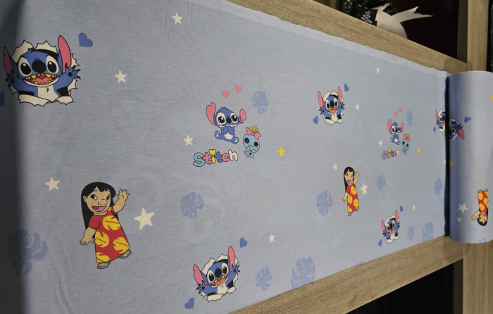 Lenjerie De Pat Din Bumbac 100% Ranforce Pat Dublu - Stitch Si Lilo Albastru [2]