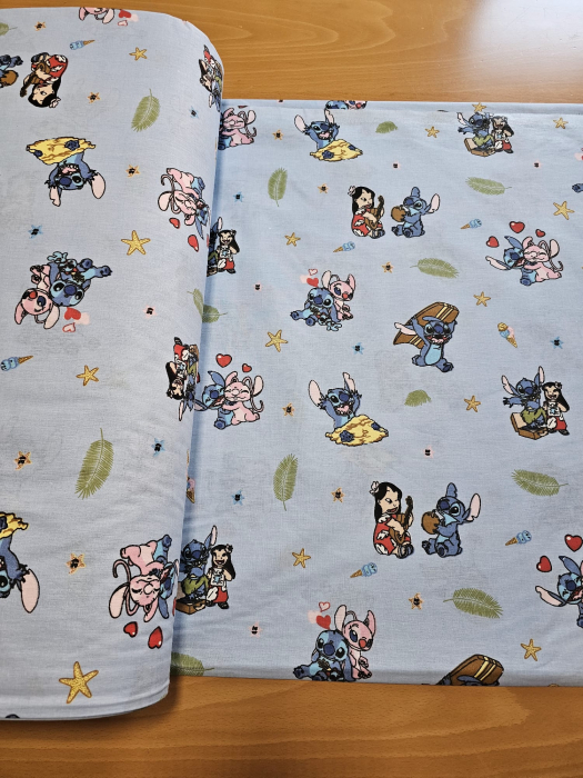 Lenjerie De Pat Din Bumbac 100% Ranforce Pat Dublu - Stitch Si Lilo La Plaja [3]