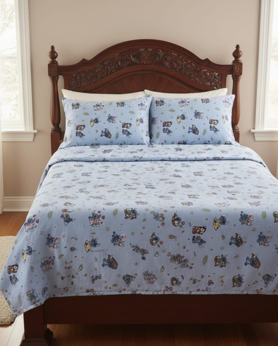 Lenjerie De Pat Din Bumbac 100% Ranforce Pat Dublu - Stitch Si Lilo La Plaja [2]