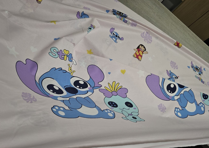 Lenjerie De Pat Din Bumbac 100% Ranforce Pat Dublu - Stitch Si Lilo Roz [3]