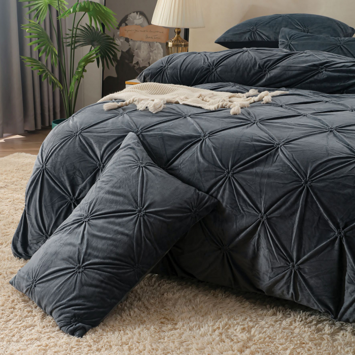 Lenjerie Din Catifea Cu Elastic - Gri Antracit [4]