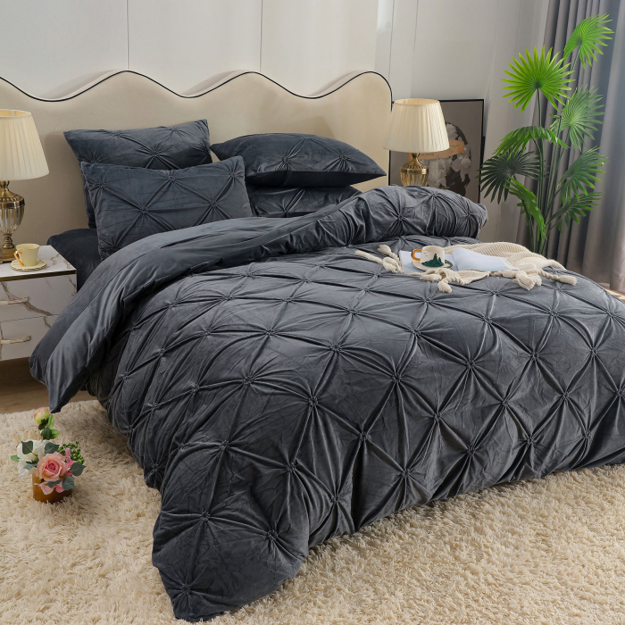 Lenjerie Din Catifea Cu Elastic - Gri Antracit [2]