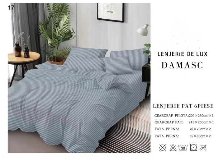 Lenjerie De Pat Din Damasc 6 Piese - Gri [1]