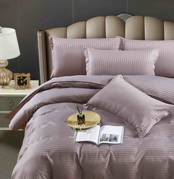 Lenjerie De Pat din Damasc Satinat - Gri Turturea [2]