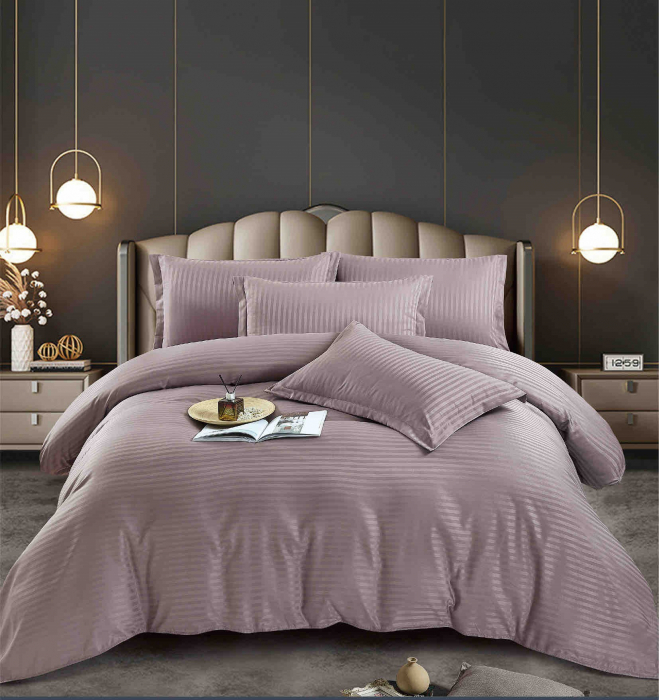 Lenjerie De Pat din Damasc Satinat - Gri Turturea [3]