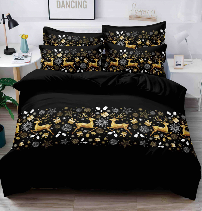 Lenjerie De Pat Din Finet 1 Persoana - Black And Gold [1]